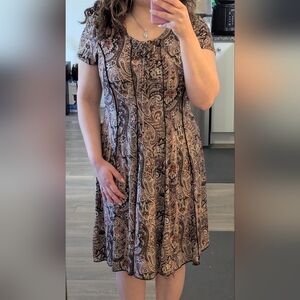 Sami & Jo Brown Cream A-Line Midi Dress